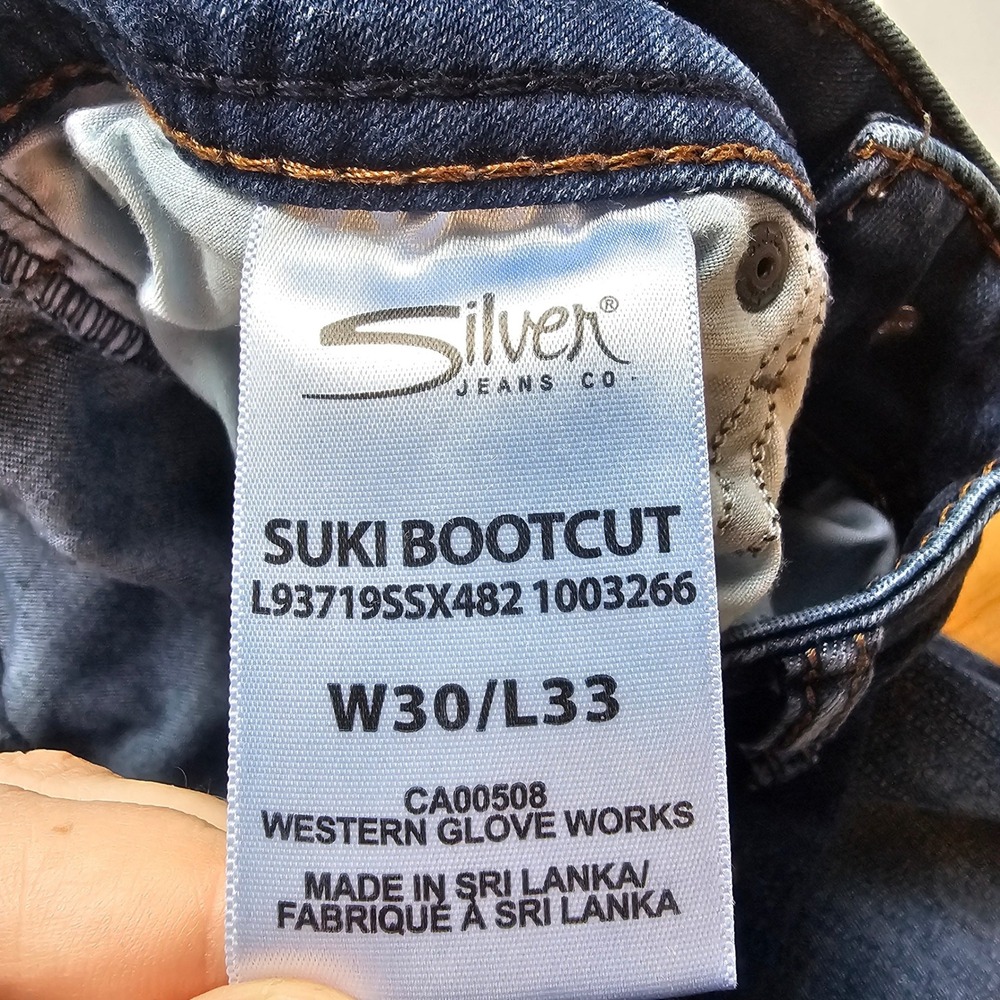 Silver Jeans Suki Bootcut 30x33‎ Dark Wash Blue Distressed Western Boho Cowgirl - Picture 8 of 11